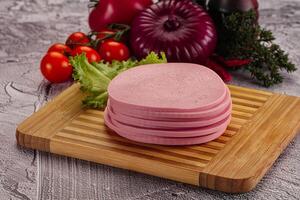 Boiled pork sliced sausage stack photo