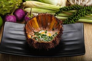 Grilled Sea Urchin with egg photo