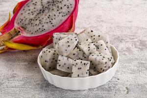 Dragon fruit Pitahaya in the bowl photo