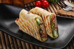 Chicken doner wrap with meat photo