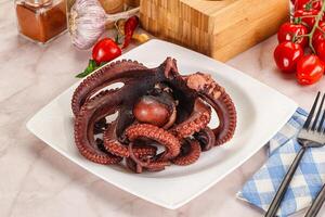 Boiled delicous Octopus in the bowl photo