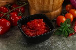Fresh tomato puree pasta sauce photo