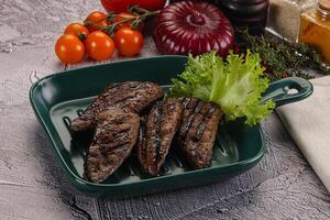 Grilled diet beef liver steak photo