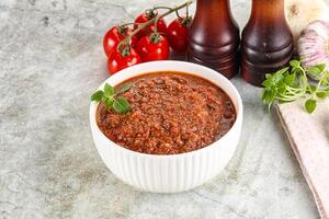 Spanish traditional gazpacho tomato soup photo