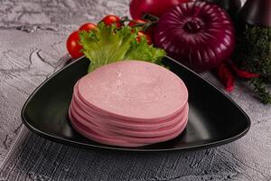 Boiled pork sliced sausage stack photo