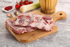 Raw pork ribs for barbecue photo