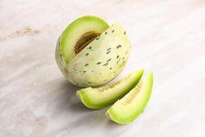 Ripe sweet and juicy dalmatian melon photo