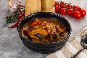 Yellow Thai curry with beef photo