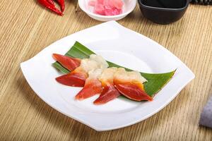 The stimpson surf clam or hokkigai sashimi photo