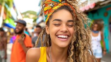 AI generated Close-up, portrait happy beautiful young woman, healthy lifestyle concept, Generative AI photo