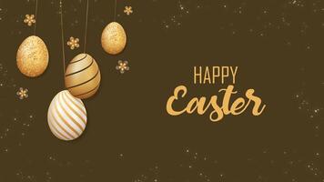 Ostern Eier auf Saiten mit Gold vereiteln Hintergrund Ostern Ei hängend video