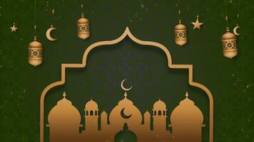 Ramadan Kareem greeting card with mosque and lanterns Background Animation video