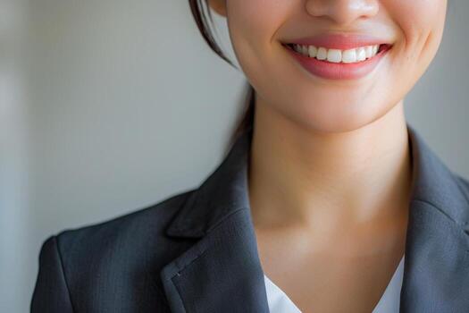 AI Generated Closeup portrait, appointment with management, job interview, hiring, isolated office background. Getting that first job or providing excellent customer service. photo