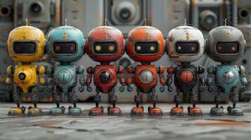 AI Generated A set of hipster vintage robots photo