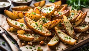AI generated Crispy Garlic Parmesan Potato Wedges photo