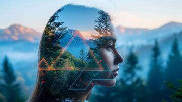 AI generated Creative portrait with abstract exposure, capturing the spiritual essence of the human face, Generative AI photo