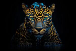 ai generado de cerca retrato de un Tigre mirando directamente a el espectador, generativo ai foto