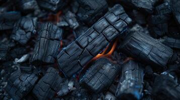 AI generated Smoldering charcoal with glowing embers close-up for grilling photo