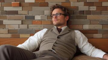 AI generated Stylish Man Wearing Vest and Glasses photo