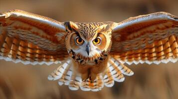 AI generated Close Up of Owl Flying in the Air photo