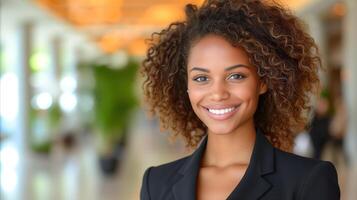 AI generated Professional Woman Smiling in Suit photo