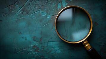 AI generated Magnifying glass on textured blue background for conceptual themes photo