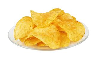 potato crisps on white photo