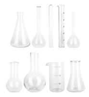 laboratory glassware on white photo