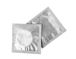 Condoms on white photo