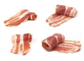 sliced bacon on white photo