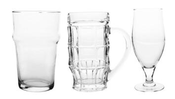 three of empty beer glasses photo