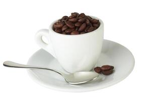 full cup with coffee beans photo