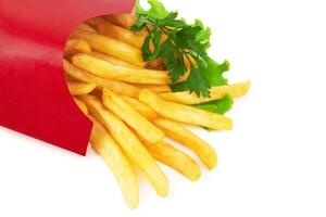 French fries on white photo