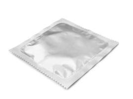 Condom on white photo