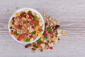 Muesli in bowl photo