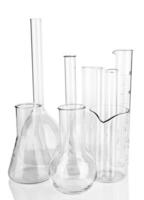 laboratory glassware on white photo