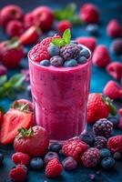 AI generated Vibrant Smoothie Energized by Colorful Fruits photo