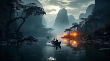 AI generated Li River, China. photo