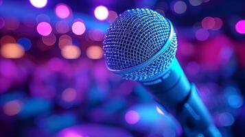 AI generated Close-Up of Microphone at a Live Concert Event photo