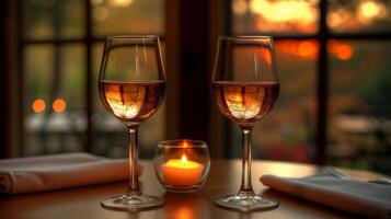 AI generated Intimate Evening With Wine and Candlelight photo