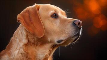 AI generated Golden Labrador Retriever Gazing at Dusk photo