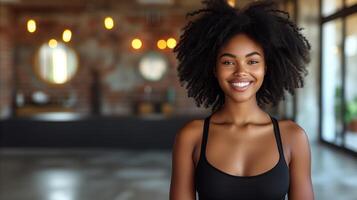 AI generated Radiant Young Woman Smiling Indoors During Daytime photo