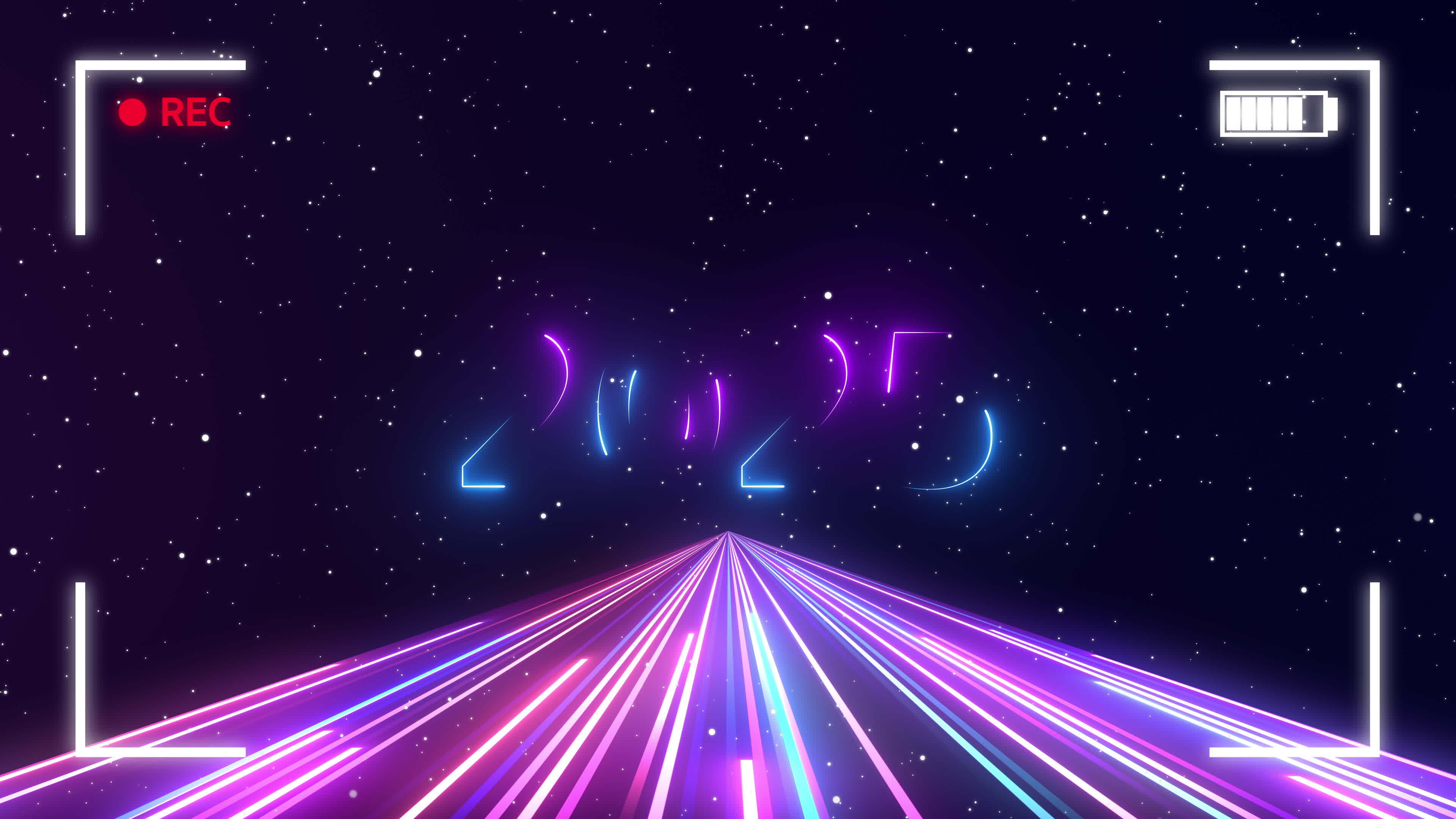 2025 Happy New Year Video Recording Camera Screen Horizontal Screen 2025 Happy New Year Recording Camera Screen Horizontal Screen Camera Screen Viewfinder 4k Star Fields Space Colorful Light Neon Lines With Glowing Speed Trails Slide Up Center Video
