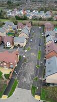 High Angle View of Arseley Town of England UK. The Vertical and Portrait Style Footage Was Captured During Cloudy and Rainy Day of Feb 28th, 2024 video