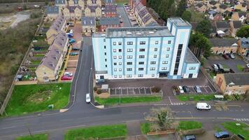 High Angle View of Arseley Town of England UK. The Footage Was Captured During Cloudy and Rainy Day of Feb 28th, 2024 video