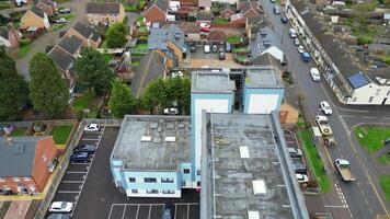 High Angle View of Arseley Town of England UK. The Footage Was Captured During Cloudy and Rainy Day of Feb 28th, 2024 video