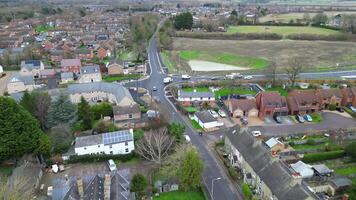 Arseley cittadina di Inghilterra UK. il metraggio era catturato durante nuvoloso e piovoso giorno di feb 28, 2024 video