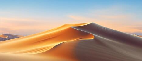 ai generado desierto, dunas de arena en un soleado día. Sáhara naturaleza bandera foto