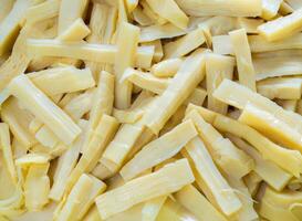 Boiled bamboo shoots, sliced and teared photo