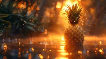 AI generated An artistic interpretation of a pineapple made entirely from diamonds photo